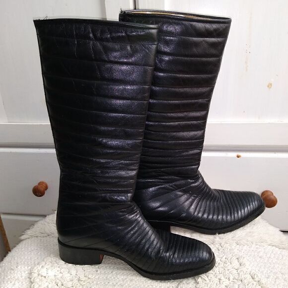 Turpin  7.5 leather boots black, vintage, steam punk, vampire, Goth - Picture 5 of 13